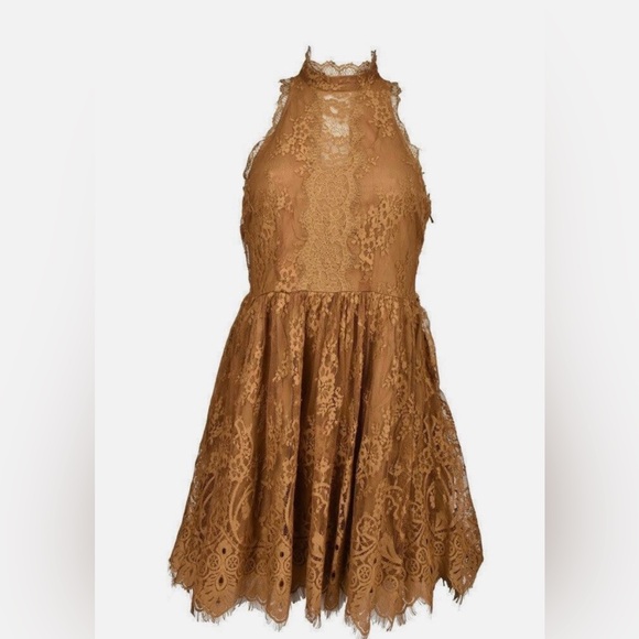 Free People Verushka Lace Sleeveless Dress with Keyhole Back and Mock Neck - Picture 3 of 6